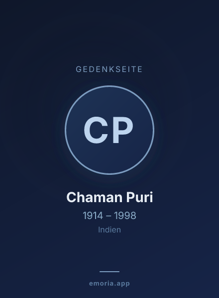 Gedenkportrait von Chaman Puri
