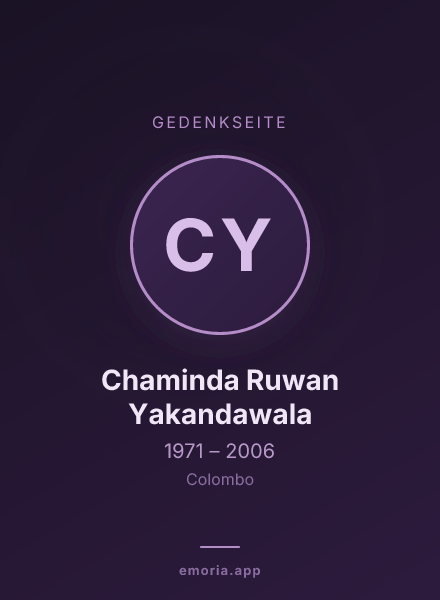 Gedenkportrait von Chaminda Ruwan Yakandawala