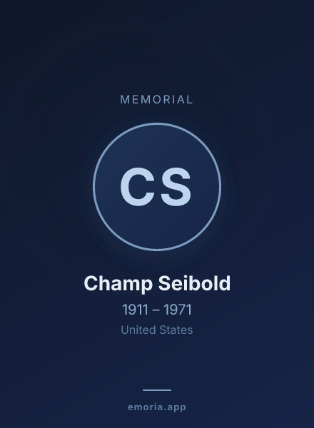Memorial portrait of Champ Seibold