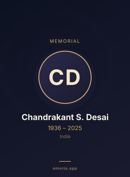 Memorial portrait of Chandrakant S. Desai