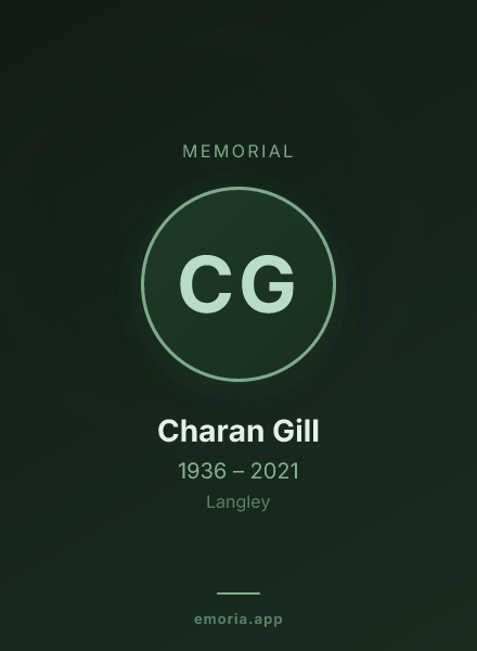 Memorial portrait of Charan Gill
