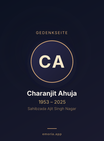 Gedenkportrait von Charanjit Ahuja