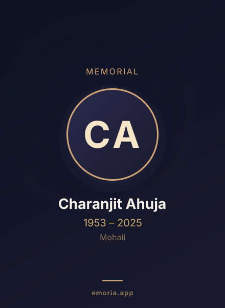 Memorial portrait of Charanjit Ahuja