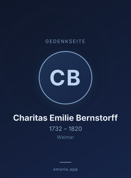Gedenkportrait von Charitas Emilie Bernstorff