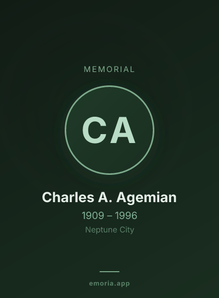 Memorial portrait of Charles A. Agemian