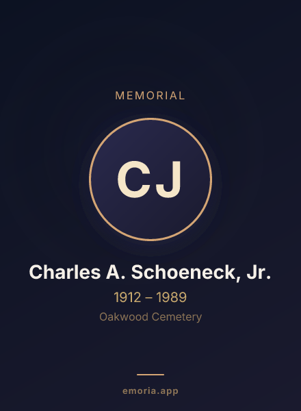 Memorial portrait of Charles A. Schoeneck, Jr.