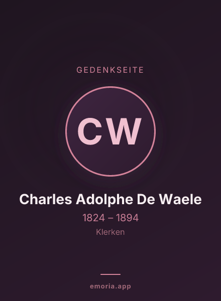 Gedenkportrait von Charles Adolphe De Waele