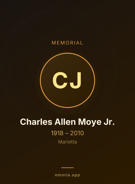 Memorial portrait of Charles Allen Moye Jr.