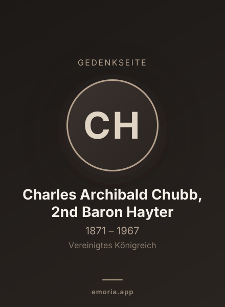 Gedenkportrait von Charles Archibald Chubb, 2nd Baron Hayter