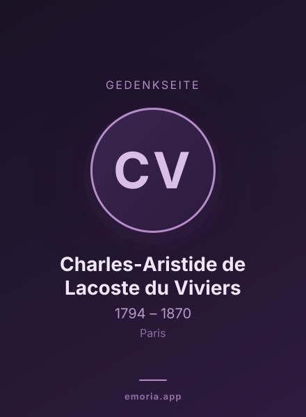 Gedenkportrait von Charles-Aristide de Lacoste du Viviers