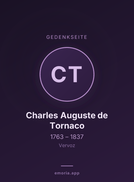Gedenkportrait von Charles Auguste de Tornaco