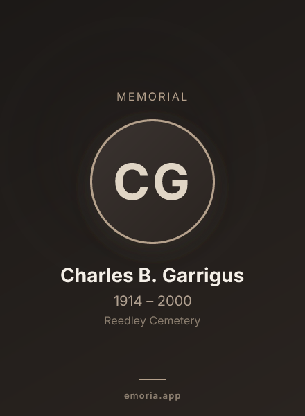 Memorial portrait of Charles B. Garrigus