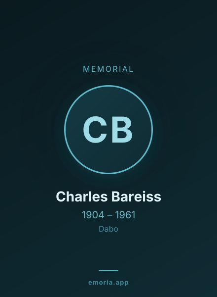 Memorial portrait of Charles Bareiss