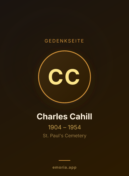 Gedenkportrait von Charles Cahill