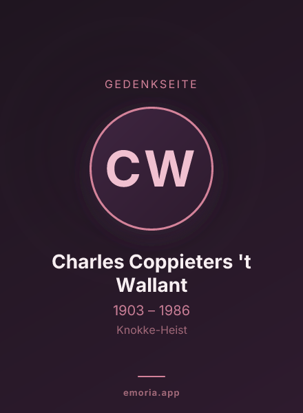 Gedenkportrait von Charles Coppieters 't Wallant