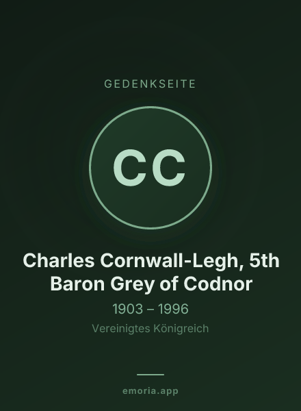 Gedenkportrait von Charles Cornwall-Legh, 5th Baron Grey of Codnor