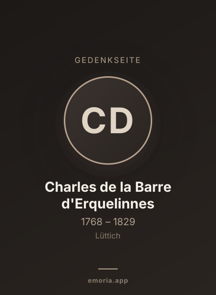 Gedenkportrait von Charles de la Barre d'Erquelinnes