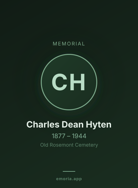 Memorial portrait of Charles Dean Hyten