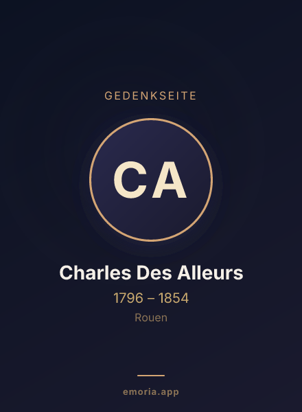 Gedenkportrait von Charles Des Alleurs