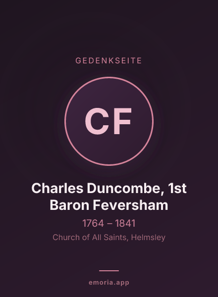 Gedenkportrait von Charles Duncombe, 1st Baron Feversham