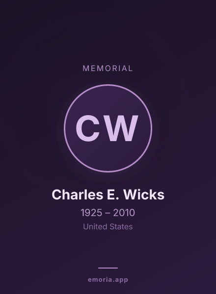 Memorial portrait of Charles E. Wicks