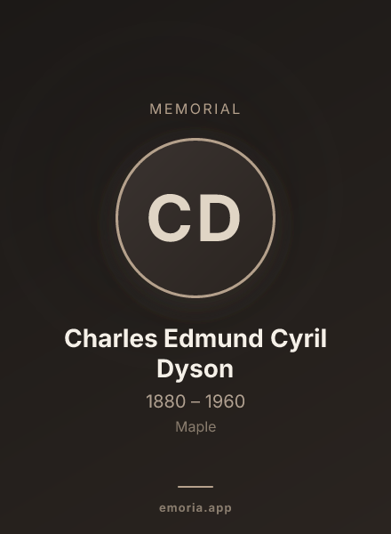 Memorial portrait of Charles Edmund Cyril Dyson