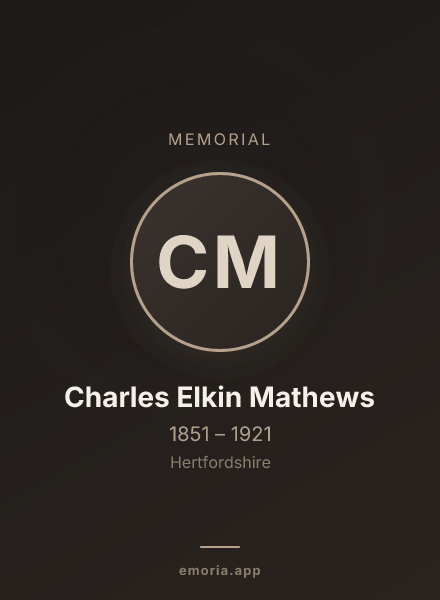 Memorial portrait of Charles Elkin Mathews