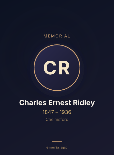 Memorial portrait of Charles Ernest Ridley
