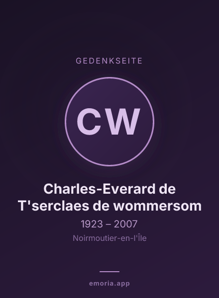 Gedenkportrait von Charles-Everard de T'serclaes de wommersom
