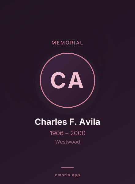 Memorial portrait of Charles F. Avila