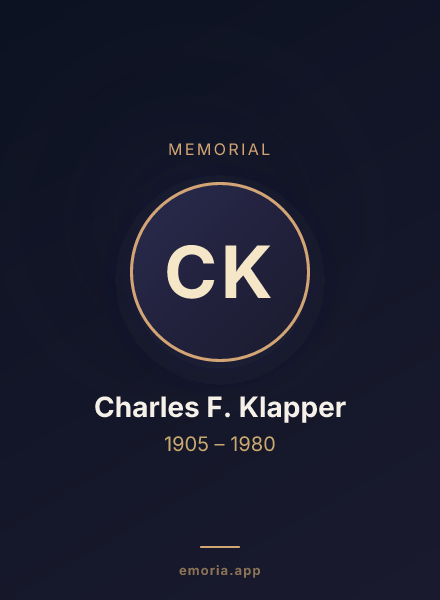 Memorial portrait of Charles F. Klapper