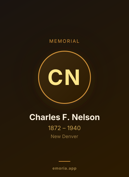 Memorial portrait of Charles F. Nelson