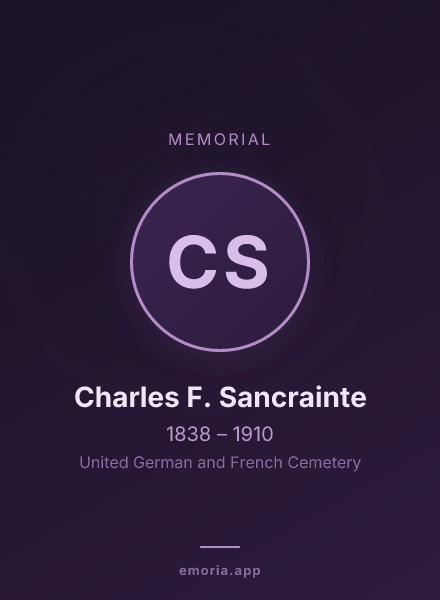 Memorial portrait of Charles F. Sancrainte