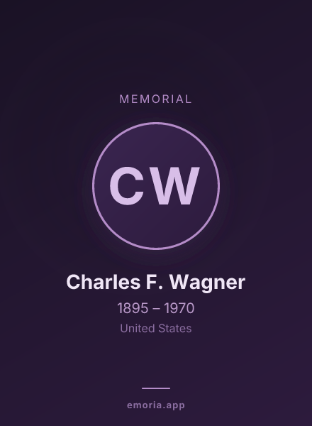 Memorial portrait of Charles F. Wagner