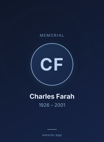Memorial portrait of Charles Farah