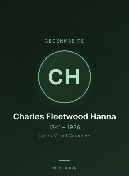 Gedenkportrait von Charles Fleetwood Hanna