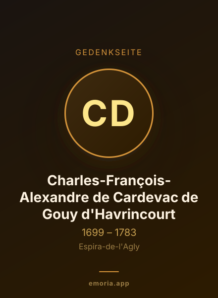 Gedenkportrait von Charles-François-Alexandre de Cardevac de Gouy d'Havrincourt