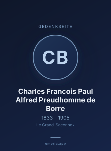Gedenkportrait von Charles Francois Paul Alfred Preudhomme de Borre
