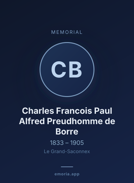 Memorial portrait of Charles Francois Paul Alfred Preudhomme de Borre