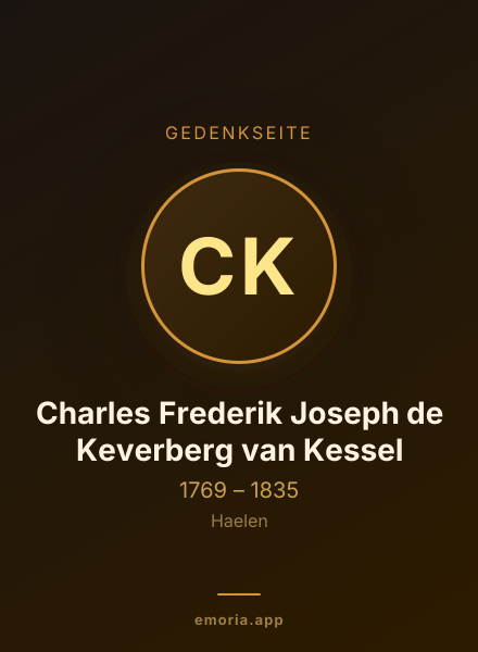 Gedenkportrait von Charles Frederik Joseph de Keverberg van Kessel