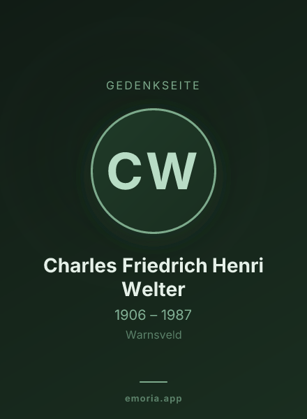 Gedenkportrait von Charles Friedrich Henri Welter