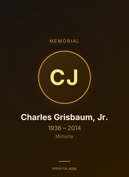 Memorial portrait of Charles Grisbaum, Jr.