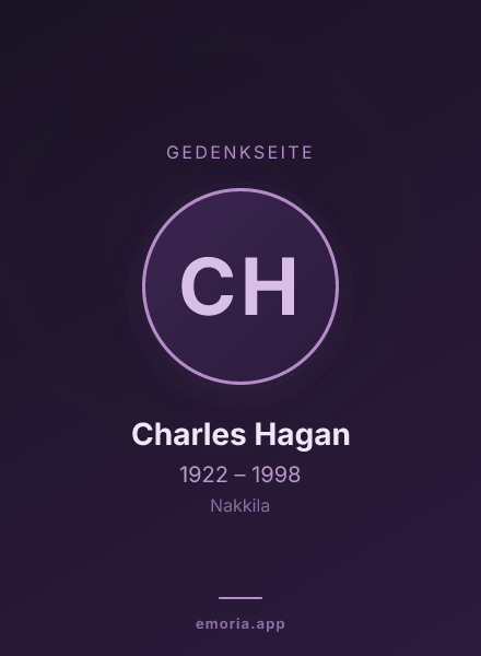 Gedenkportrait von Charles Hagan