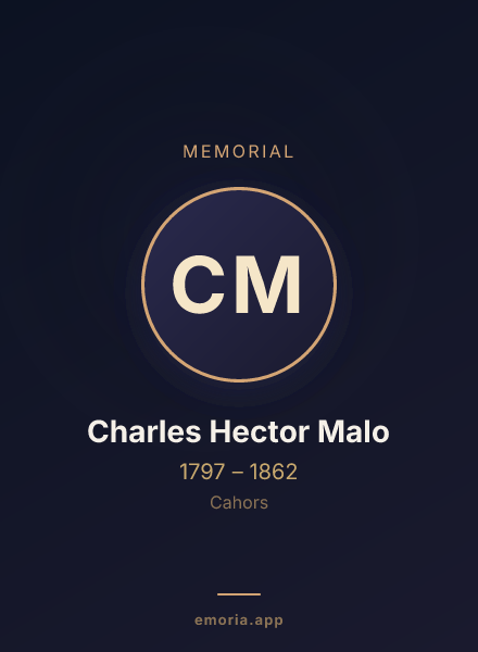 Memorial portrait of Charles Hector Malo