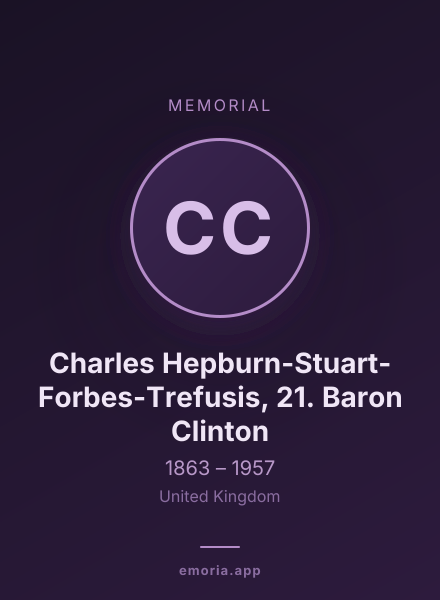 Memorial portrait of Charles Hepburn-Stuart-Forbes-Trefusis, 21. Baron Clinton