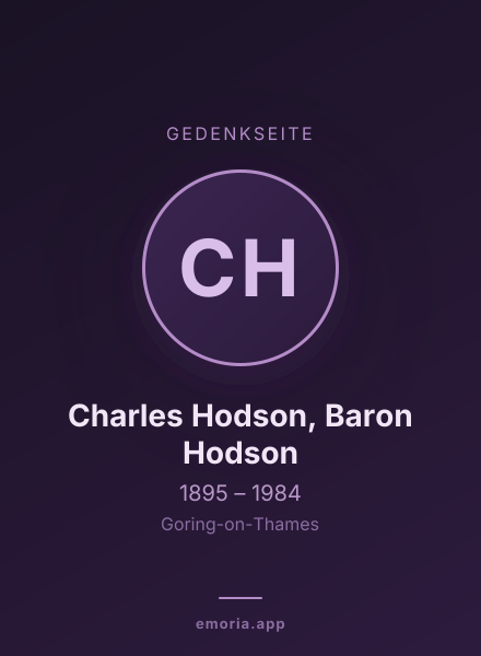 Gedenkportrait von Charles Hodson, Baron Hodson