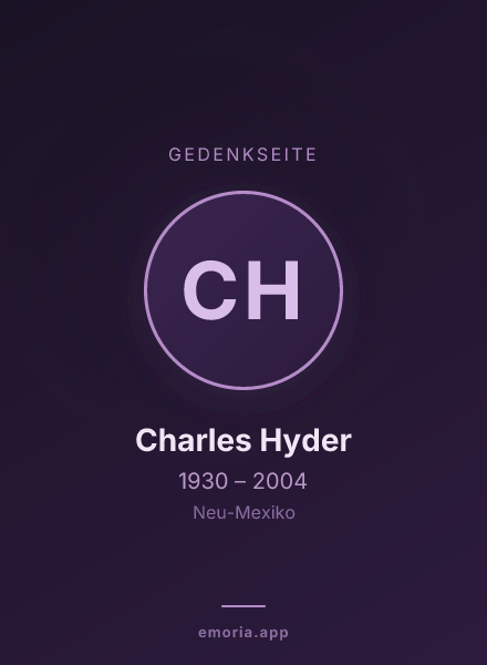 Gedenkportrait von Charles Hyder