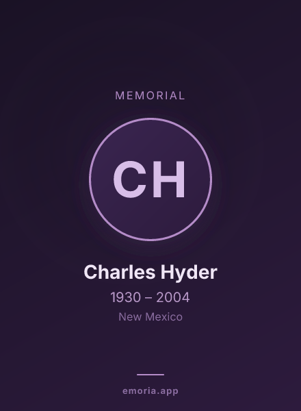 Memorial portrait of Charles Hyder