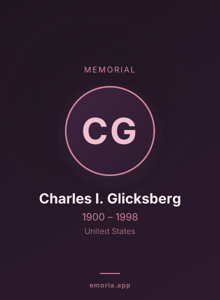 Memorial portrait of Charles I. Glicksberg