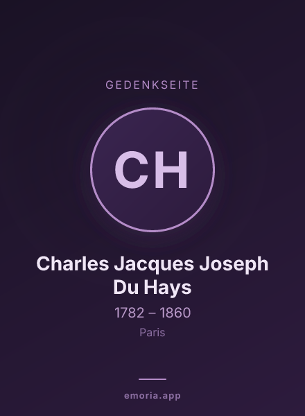 Gedenkportrait von Charles Jacques Joseph Du Hays